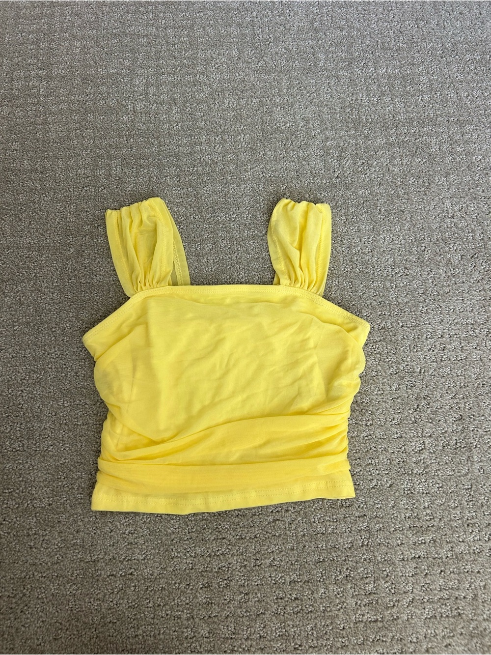 Yellow Ruched Square-Neck Tank Top Size XS